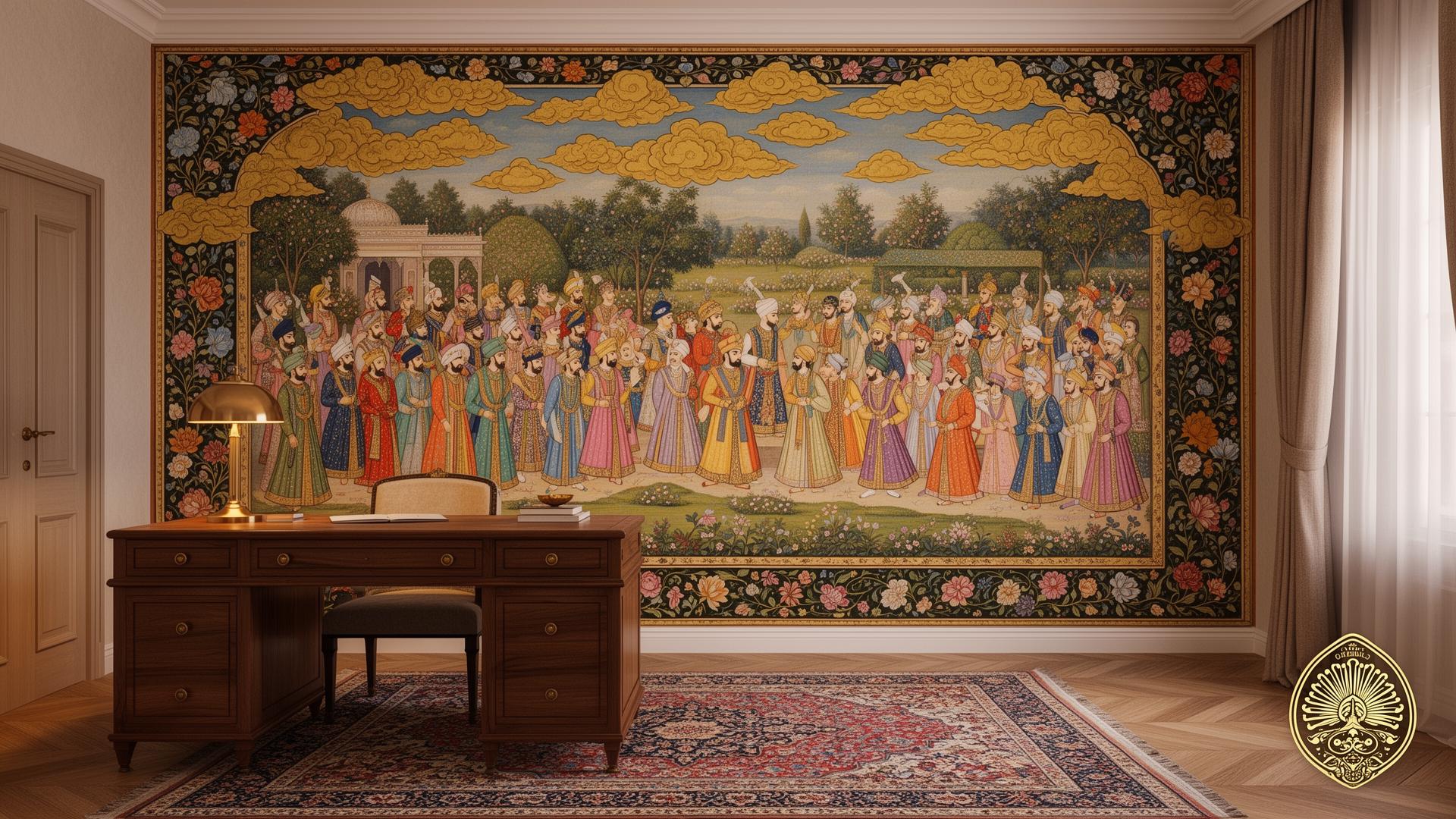 Mughal Miniature full wall installation from Delhi & Agra