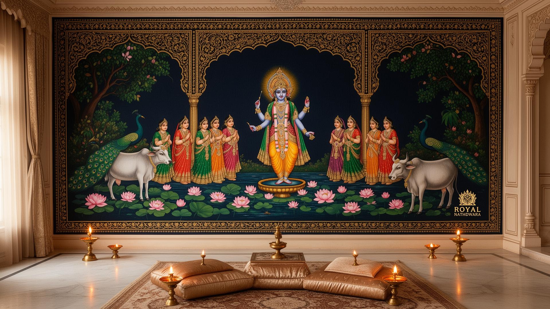 Pichwai full wall installation from Nathdwara, Rajasthan